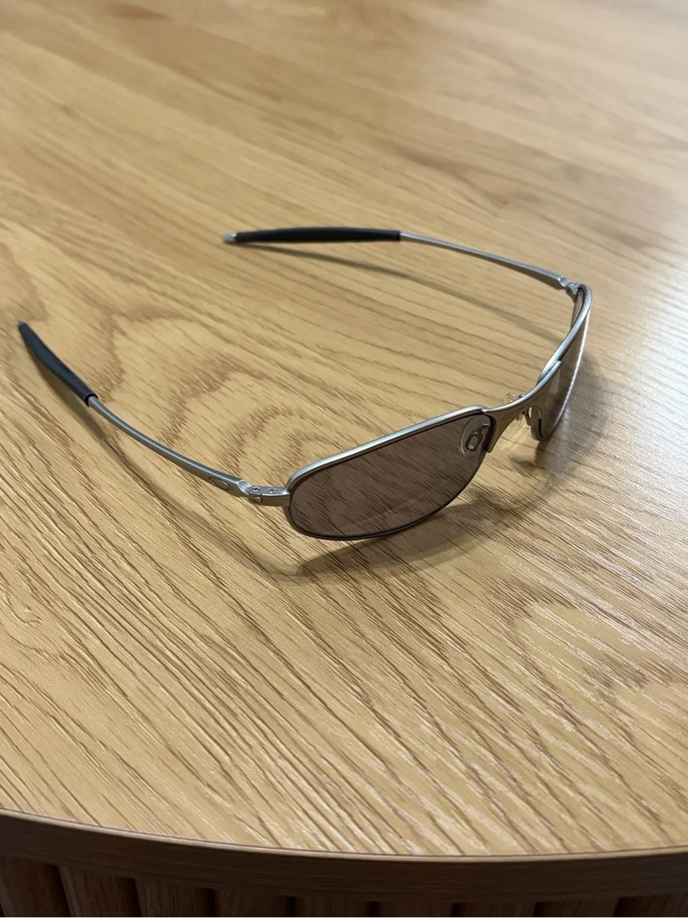 Oakley A Wire Silver Frame Sunglasses with Dark Gray Lenses